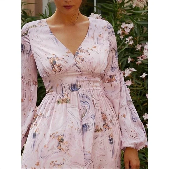 Miss Ord Printed Front V Neck Long Sleeve Maxi Dress. XL. NWT. - Picture 4 of 14